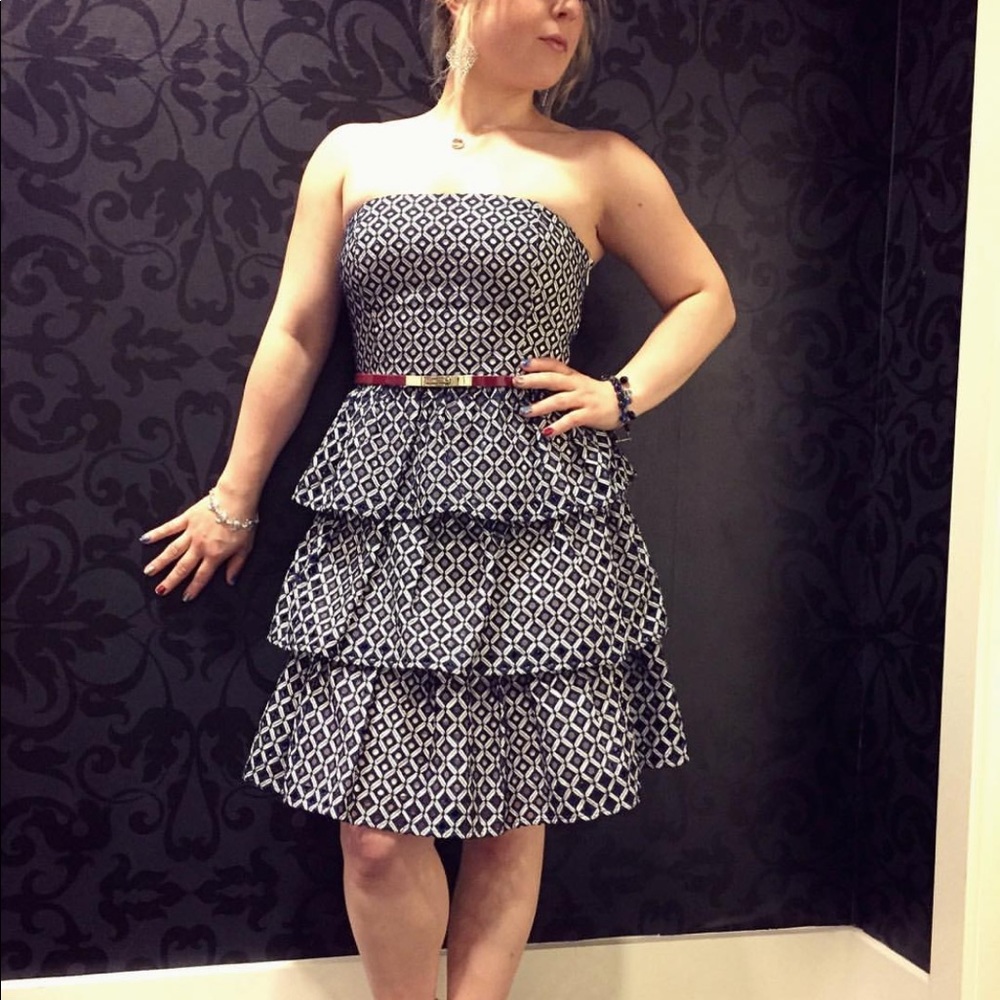 WHBM Blue & White Layered Dress Sz 2